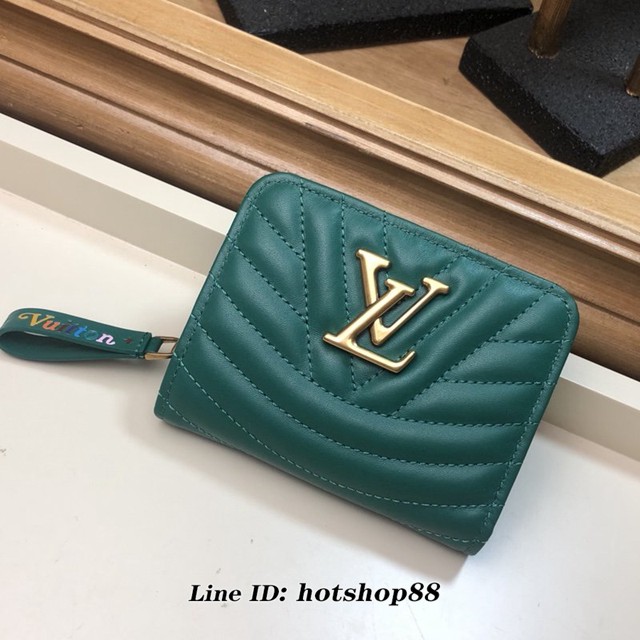 路易威登LV錢包 LV女士拉鏈零錢包 M63789 綠色 Louis Vuitton New Wave拉鏈錢夾 xxlv1460